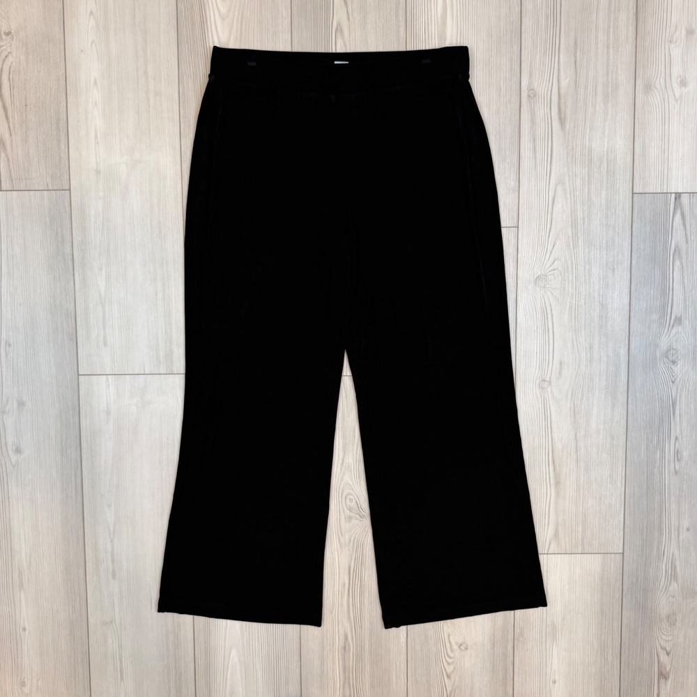 Chicos Travelers Black Slinky Knit Wide Leg Pants Size 2R Medium Large 12 14